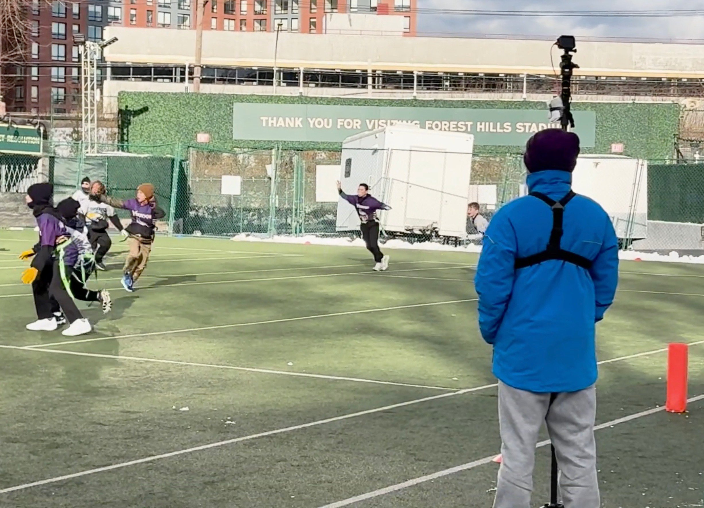 Flag football tripod and chest phone mount rig