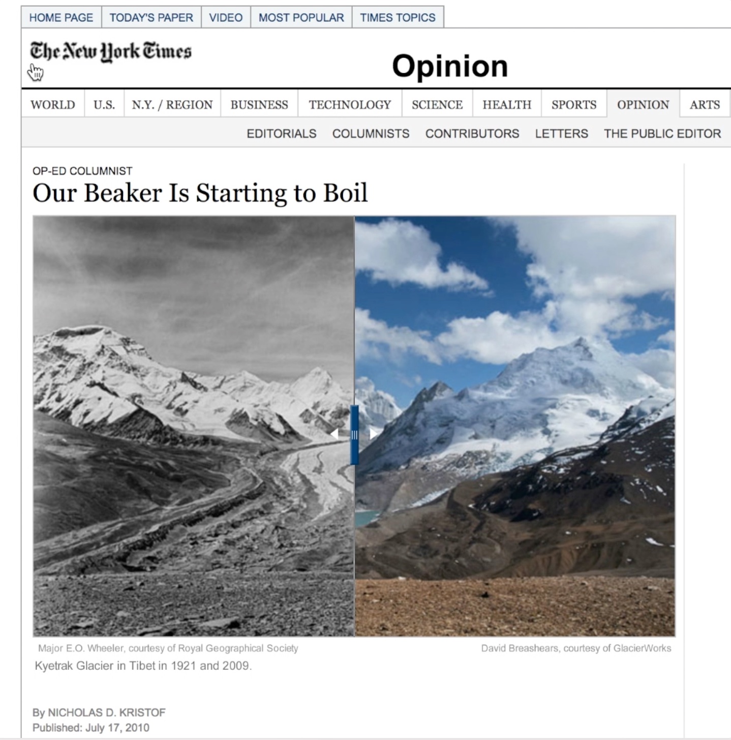 Climate - NYT glacier slider screenshot Climate - NYT glacier slider screenshot